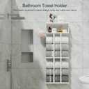 White Towel Rack for Bathroom, Metal Towel Holder for Bathroom Storage Rack with Shelf, 3-Tier Wall-Mounted Towel Organizer - Holds Rolled Towels