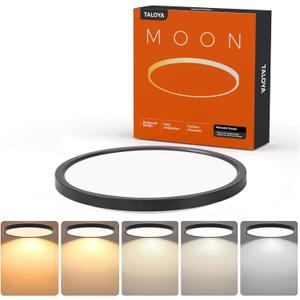 TALOYA 10 Inch Black LED Ceiling Light Fixture Flush Mount, 5-in-1 CCT Selectable (3000K/3500K/4000K/5000K/6500K), 2000LM 0.94inch Thickness Low Profile Surface Mounted Light Fixture for Hallway