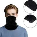 2 Pack Winter Neck Warmers Face Mask for Men Women Fleece Neck Gaiter Mask Face Cover Balaclava Scarf (Black)