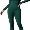 VUTRU Womens Fleece Lined Sexy One Piece U Neck U Back Long Sleeve Bodycon Jumpsuits Bodysuit Catsuit Sports Romper, Large