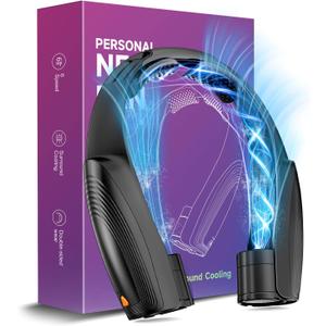 Portable Neck Fan with 6 Powerful Speeds, 8000mAh Battery Operated USB-C Rechargeable Fan, Hands-Free 360 Cooling Neck Fan,Twistable,Low-Noise Personal Fan Gift for Women Men (Black)