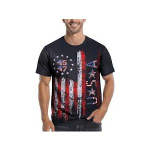 LuxLass 4th of July Shirts for Men American Flag T-Shirt USA Patriotic Tee Tops Size XL