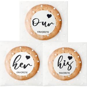 4 x Urnseh Favorite Wedding Candy Favor Stickers, 1.5" Round, Bridal Shower Favor, Adhesive Guest Gift Labels, Wedding Decor (60His+60Her+60Our)