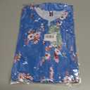 CiCiBird Women Button Down Print Shirt Summer Casual V Neck Tops Trendy Dressy Short Puff Sleeve Blouse (Blue, L)