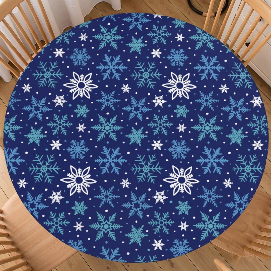 Dark Blue Winter Round Tablecloth 30inch