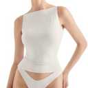 SUUKSESS Women Double Lined Boat Neck Tank Tops 2025 Y2K Going Out Basic Cami Shirts, XS