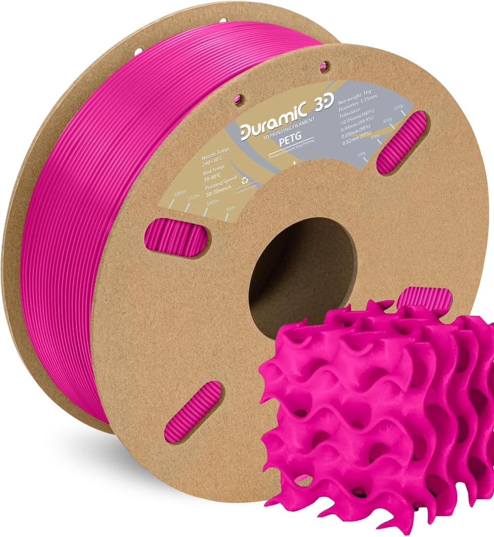 DURAMIC 3D PETG Filament 1.75mm Magenta, 3D Printing Filament 1kg Spool(2.2lbs), Magenta Filament 1.75mm Dimensional Accuracy +/- 0.05 mm Non-Tangling Non-Clogging Non-Stringing