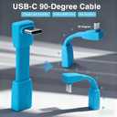 2 x Duttek 80Gbps Short USB C Male to Female Cable 2.09inch, [204W PD Fast Charging /8K@60Hz] 90 Degree USB C Extendsion Cable for Thunderbolt 4/3, Laptops, iPhone 16 15 Pro Max, Power Bank.Blue-2Pack