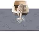 Silicone Cat Litter Mat with Collection Pocket, 42" x 28" Large Cat Litter Box Mat Waterproof Anti-Slip Litter Trapping Mat with Edge and Handle Pet Placemat for Floors (Dark Grey)