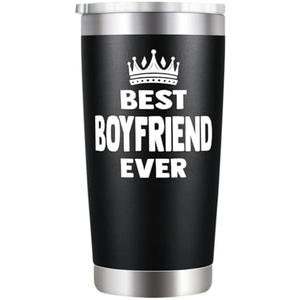 KOOLDRINK Best Boyfriend Ever Tumbler-Gifts for Boyfriend from Girlfriend, Her-Birthday Gifts for Men, Him-20oz Valentines Christmas Fathers Day Travel Mug with Straw Black