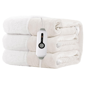 Electric Heated Blanket Twin Size 62"x84" - Dual-Sided with Microplush & Sherpa Fabric, 4 Heat Settings & 10 Hours Auto Off, Machine Washable - White