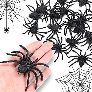 Skylety 13 Pieces Halloween Realistic Plastic Spider Toys Plastic Spider Black Scary Spiders Fake for Boys Teens Adults Halloween Prank Props(3.14 X 2.36 Inch)
