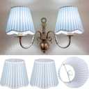 Gerrii 2 Pcs Blue and White Striped Scalloped Lamp Shades Coastal Floral Block Print Lamp Shades Cotton Lampshade 3x6x5 Inch Coastal Fabric Mini Scallop Lampshades for Wall Sconce Pendant Light