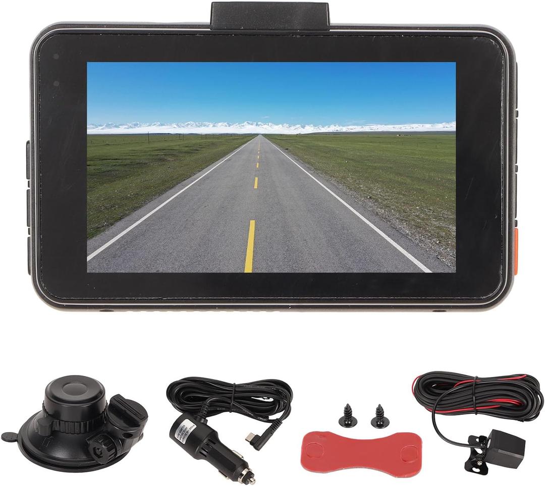 Dual Dash Cam, 4K 1080P, 3 Inch Screen, 170 Degree Wide Angle, Auto OnOff, Motion Detection, Dash Cam
