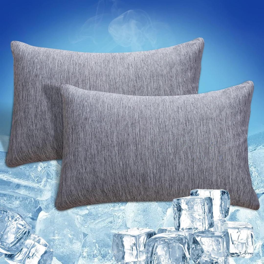 CHOSHOME Cooling Pillow Cases Zipper Pillow Covers Q-Max > 0.45 Zippered Pillowcases for Hot Sleepers, Soft, Breathable, Skin-Friendly, 2 Pack (King, 20"x36", Grey) CHOSHOME Cooling Pillow Cases Zipper Pillow Covers Q-Max > 0.45 Zippered Pillowcases for Hot Sleepers, Soft, Breathable, Skin-Friendly, 2 Pack (King, 20"x36", Grey)