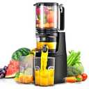 Cold Press Juicer,Slow Masticating Juicer Machines with 5.3" Large Feed Chute for Most Fruits and Vegetables,Easy to Clean Lemon Orange juicer with 250W Motor and High Juice Yield (Obsidian black)