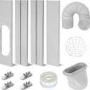 Portable Ac Window Vent Kit,Adjustable Air Conditioner Window Seal Kit with 5.9 Inch Diameter 59" Length Ac Exhaust Hose for Vertical/Horizontal Window