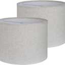 Drum Lamp Shades Set of 2, Lamp Shade for Table Lamp, 13" Top x 13" Bottom x 10" High Fabric Lampshade, Decorative Lamp Shades, Easy Assembly Required (Beige)