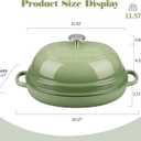 EDGING CASTING Enameled Oval Cast Iron Dutch Oven Pot with Lid, Bread Dutch Oven for Sourdough Bread Baking, Dutch Oven Bread, Bread Oven, 6QT, Pistachio Green