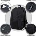 ANTERK Extra Large Travel Laptop Backpack, 17.3 Inch Carry on Backpack for Men Women, Big Anti Theft Water Resistant College Bussiness TSA Airline Approved Work Computer Backpack, Black