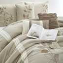 Stratford Park Beige Comforter Set King Size, 7 Piece Embroidery Bedding Set, Pillow Sham, Bedskirt, Decorative Pillow, Floral Comforters, Home Decor
