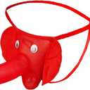 Mens Lingerie Elephant Trunk Thong for Men G-String Funny Christmas Valentine's Day Gifts Ideas Red
