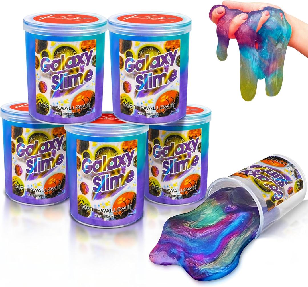 Kicko Marbled Unicorn Color Slime for Kids - 6 Pack Galaxy Slime Kit - Colorful Galaxy Sludge - Gooey Fidget Set for Sensory and Tactile Stimulation, Party Favors, Educational Game