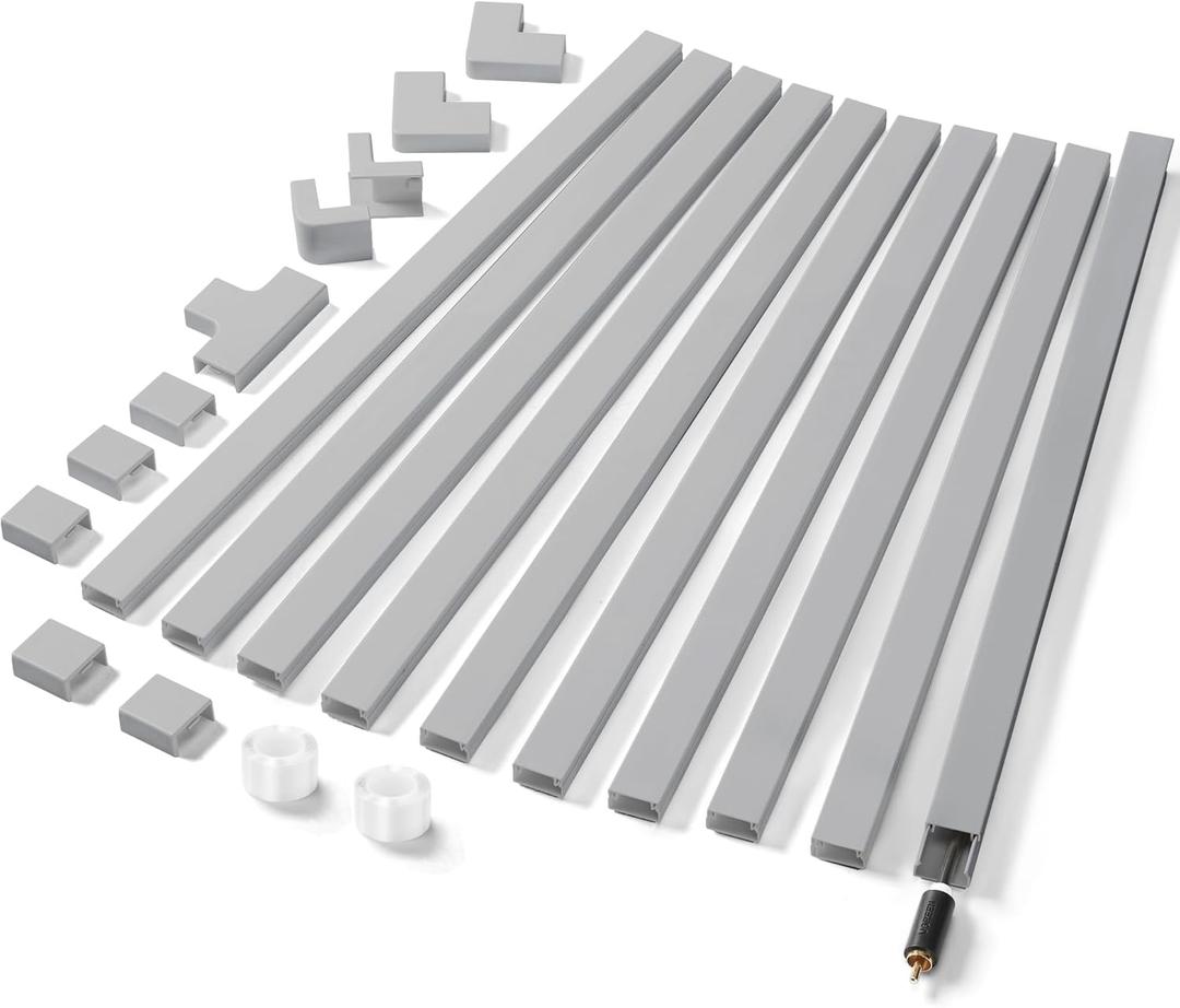 Cord Cover Wall Kit, TV Cord Hider for 1 Thick Cord, 157in Wire Covers for Cords, YCLYC Cable Hider for Wall Mount TV, Wall Cable Concealer, Cable Cover Cable Raceway 10 x L15.7, W0.78 H0.4 Grey