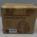 iDavosic.ly 6 Tier Rotating Earring Holder Organizer with Metal Tray, Adjustable Plastic Dangle Display Stands Tree with 342 Grooves, Large Hoop Storage Rack Tower, Gold