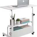 Adjustable Height Mobile Computer Desk for Small Space Rolling Writing with Wheels Corner Home Office Study Portable Bedrooms Work Desk Standing Table Sizes 31.5X15.7 Inches White