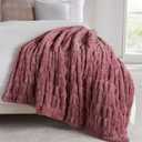 Springtree Home | Luxury Plush Throw Blanket | Pink Throw Blanket | Perfect Blanket for Couch Year Round | Fluffy Micro Fleece | Lily Collection - Rose