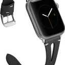 Wearlizer Black Leather Compatible with Apple Watch Bands 38/40/41/42mm for iWatch SE Womens Mens Special Straps Triangle Hole Wristband Bracelet for iWatch Series 11 10 9 8 7 6 5 4 3 SE/Ultra 3