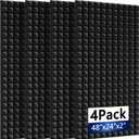 4Pack Sound Proof Foam Panels |48"24"2" Quick-Recovery Soundproof Wall Panels | High Density Sound Dampening Panels for Home Studio (4Pack Black Pyramid)