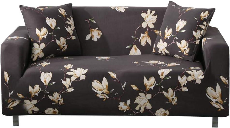 HOOBUY Printed Sofa Cover Stretch Couch Covers Sofa Slipcovers for 2 Cushion Couch and Loveseat with Two Free Pillow Case 05#(2 Seater/Loveseat) (Ylk)