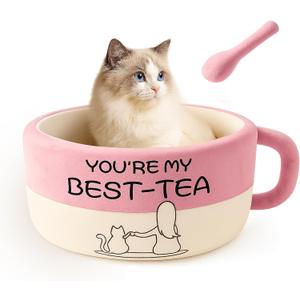Cute Cat Beds Kitten Beds, Soft Small Dog Beds, Washable Pet Beds for Puppy and Kitty, Funny Coffee Cup Shape, 20 Inch (Medium, White)
