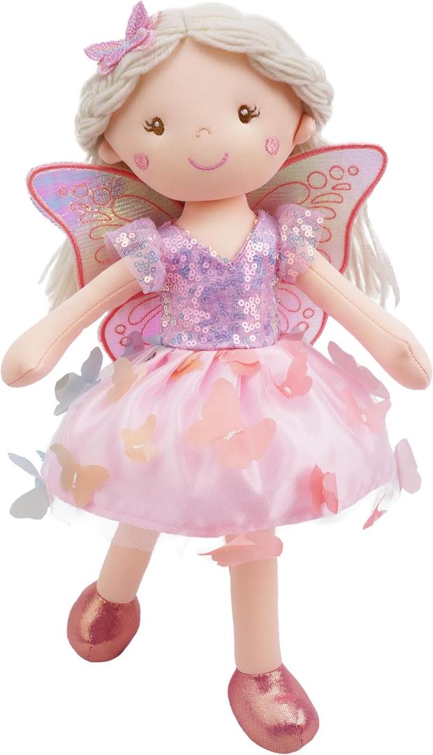 June Garden 15" Lunabelle The Fluttering Blossom Fairy Doll  Soft Plush Fairy Toy with Multicolor Butterfly Skirt  Enchanted Garden Collection