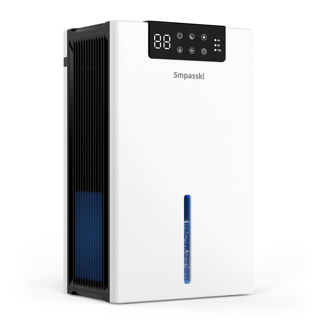 Dehumidifier, Dehumidifiers for Home, 98 OZ Water Tank, (1000sq.ft) Dehumidifiers for Basement Bedroom Bathroom with Auto Shut Off, Washable Air Filter, Timer Setting, 7 Colors Light, White