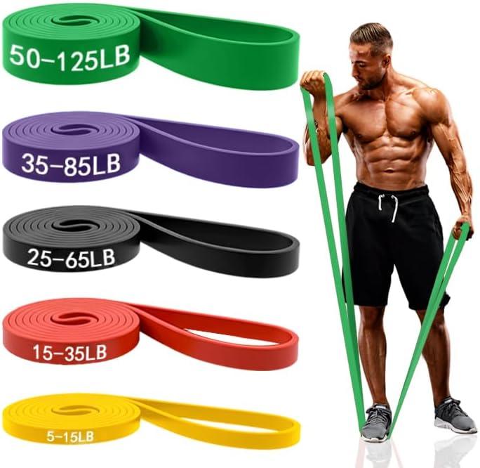 Resistance Bands for Working Out, Pull Up Assistance Bands Set for Men & Women,Latex Workout Bands, Eexercise Bands Resistance for Body Stretching,Muscle Training and Physical Therapy (5pcs)