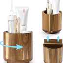 Toothbrush Holders for Bathrooms,Toothbrush Cup,Wooden Bathroom Cup with Rotation,Bathroom Counter Organizer with Vent Hole,Desk Organizer,For Electric Toothbrush,Toothpaste,Water Flosser,Razor