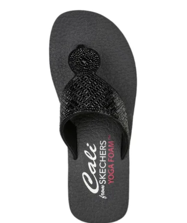 Skechers Women Wedge Sandal Padma - Flower Glitz Sandal: BBK, Size 7