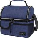OPUX Lunch Box for Men, Adult Lunch Box Cooler, Insulated Lunch Bag Women, Dual Compartment Lunchbox for Work, Leakproof Double Decker Lunch Bag, Soft Lunch Pail Tote Boys Girls Kids School, Navy Blue
