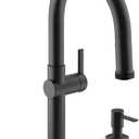 Kohler R22153-SD-BL Rune Single Handle Kitchen Faucet with Pull Down Sprayer and Soap Dispenser, Matte Black