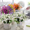 Grunyia 10 Bundles Artificial Flowers Outdoor UV Resistant Fake Plants Indoor Outside Hanging Planter Home Garden Decor