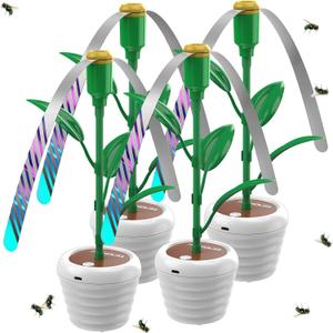 Fly Fans for Tables, Flowerpot Modeling Fly Repellent Outdoor Indoor, Food Fans for Camping, Picnic, Fishing, USB & Battery Powered (4 Packs)