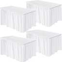Breling 4 Pcs Plastic Table Skirt 29 Inches x 14 ft Disposable Table Skirt for Rectangle Tablecloth Wedding Shower Birthday Party Banquet(White)