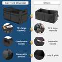 Femuar Car Trunk Organizer with 72L Large Capacity Waterproof Collapsible and 11 Pockets, Trunk Organizer for Car SUV/Jeep/Sedan, Large Size, Grey