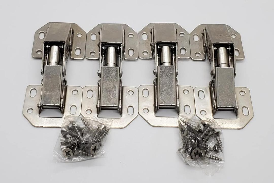 Lock Connection-Concealed Cabinet Hinges 90 Degree Hinges for Kitchen Cabinet, Invisible Cabinet Hinges for Cupboards, Wardrobes, Frameless Cabinet Hidden Hinges (4)