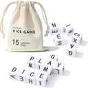 Full Alphabet Crossword Dice Game, Word Game, 15 Large Lettered Dice, Word Dice Game for Family Games, Travel & On-The-Go Fun