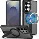 MMHUO Magnetic for Samsung Galaxy S25 Ultra Case,[Compatible with Magsafe],[Skin Feeling],Slim Adjustable Kickstand Phone Case for Samsung Galaxy S25 Ultra,Black