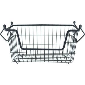DII Metal Wire Mesh Stackable Utility Storage Bin, Small Rectangle, 13x6x7", Black